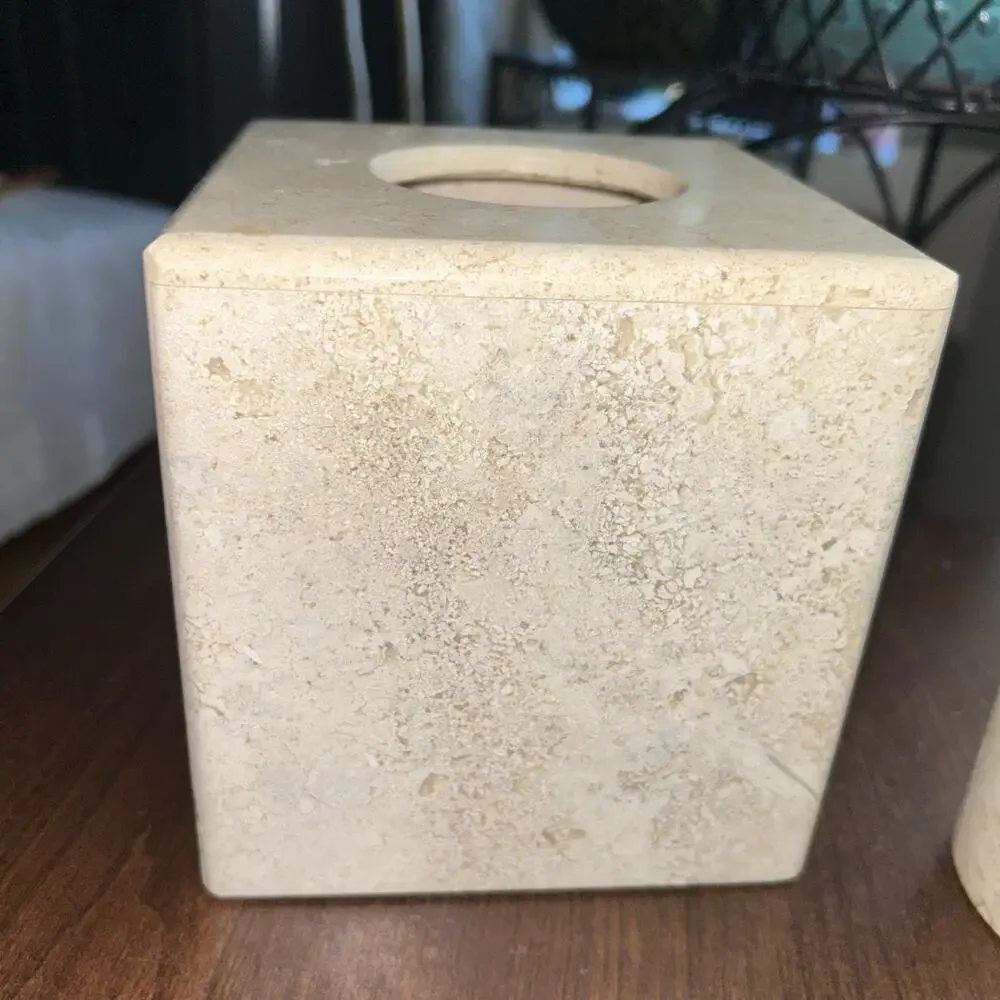Natural travertine stone bathroom liquid soap dispenser tissue box cover